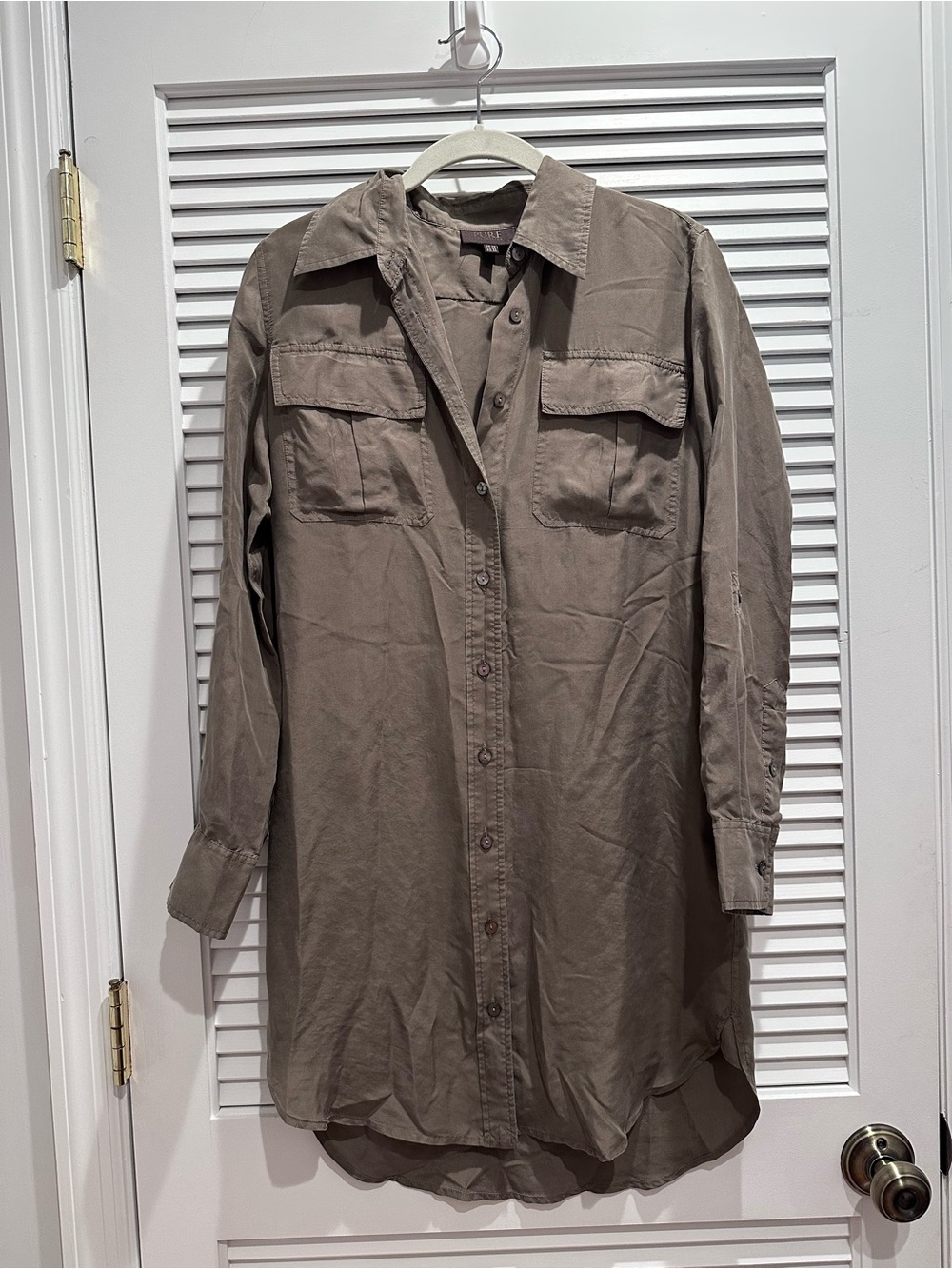 Pure Collection Olive Green Button-Up Shirt Dress